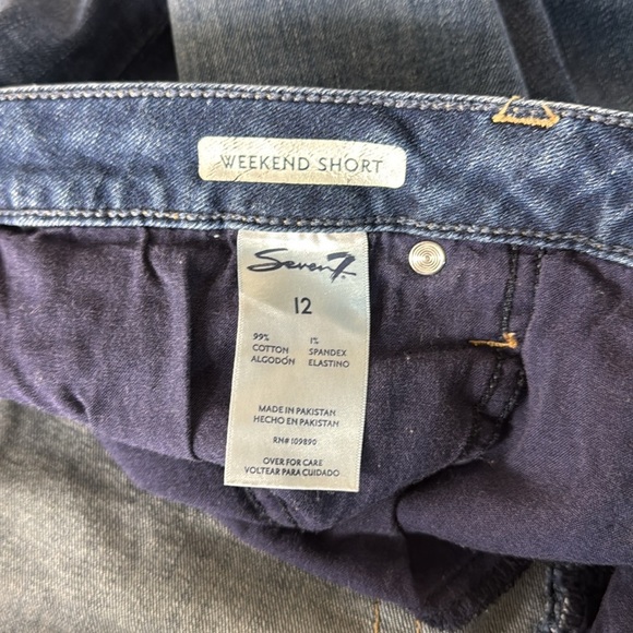 Seven 7 Jeans Denim Weekend Shorts Size 12 Dark Wash Stretch - Picture 10 of 11